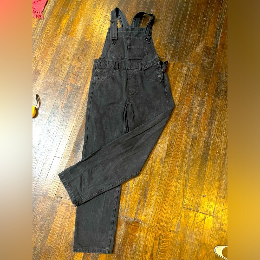 Free people black denim overalls